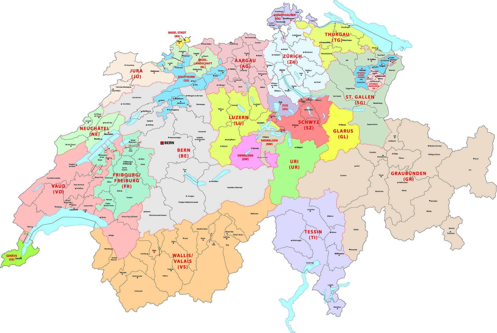 switzerland administrative map